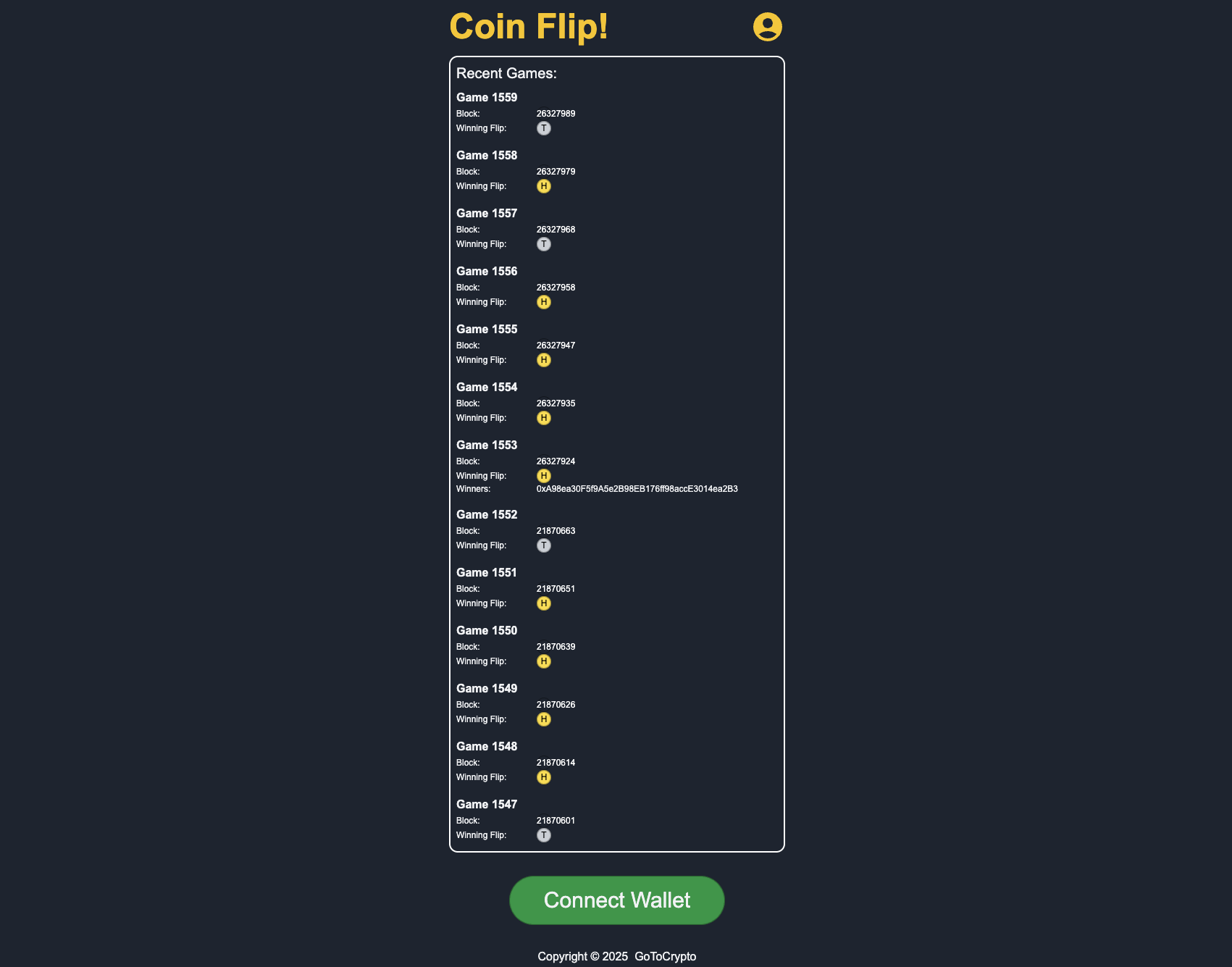 CoinFlip Games List